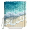 thumbnail image 2 of Ocean Summer Coastal Bathroom Curtain 72 Inch Shower Stall Curtain with Hooks, Sea Waves Blue Green Water Beach Waterproof Polyester Bath Curtain Washable Bathtub Curtain 36''x 72'', 2 of 6
