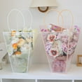 thumbnail image 3 of Nvzi 10Pcs Clear Flower Bouquet Bags with Handles Transparent Floral Gift Presents Packaging Boxes Florist Flower Tote Bags for Mother's Day Wedding Birthday （Pink）, 3 of 5
