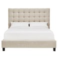 thumbnail image 2 of Chelsea Lane Button Tufted Upholstered Platform Bed, King, Beige, 2 of 2