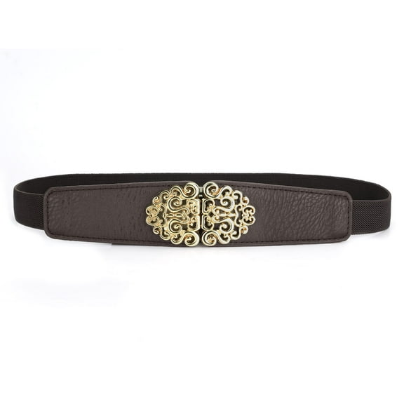 Allegra K Women's Flower Metal Interlocking Buckle Elastic Cinch Belt