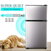 GGTB 3.0 Cu.ft Compact Refrigerator with Freezer, 2 Door Mini Fridge for Apartment Dorm Office, Silver