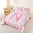 thumbnail image 2 of Manfei Pink Letter N Bow Full Size Comforter Sets, Cute Love Heart Bedding Sets for Girls Women, Pink Reversible, 3-Piece, 2 of 6