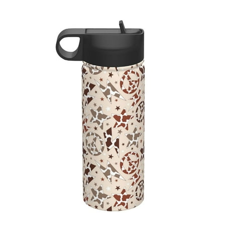 

Gaeub Cow Spots And Peace Printed 18oz Sports Insulated Kettle With Straw Sports Insulated Bottle Water Bottle For Running Hiking Cycling Climbing Mens Womans Insulated Water Bottle