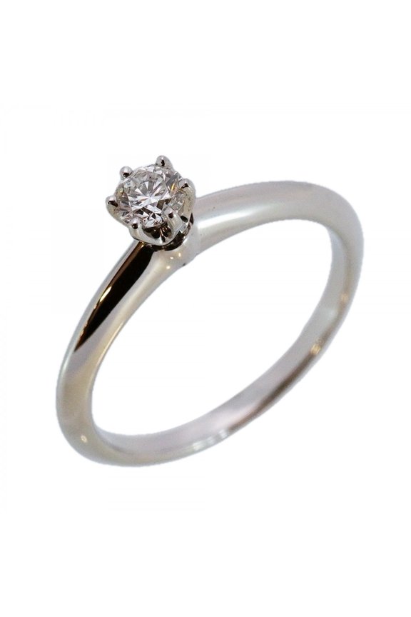 Pre-Owned Tiffany & Co. Solitaire Ring, 1PD (One Diamond), Pt950 Platinum, 0.19ct Diamond, Size...