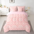 thumbnail image 3 of Feelyou Bohemian Aztec Women Twin Bedding Sets 7-Piece, Vintage Bohemian Mandala Bedding Comforter Set, Pink Triangle Square Reversible Sheet Sets, Ultra Soft Bedroom Decor, 3 of 9
