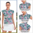 thumbnail image 3 of Women’s Sleeveless Golf Polo Shirt Ruffle Sleeve Sports Shirts Zipper Up Athletic Tank Tops with Collar Quick Dry, 3 of 7