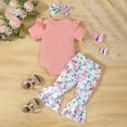 thumbnail image 2 of CAICJ98 Newborn Baby Girls Fall Clothes Summer Outfits Mommy is My Bestie Letter Print Short Sleeve Romper Floral Pants Headband Set Infant Outfits for Girls (Pink,6-12 Months), 2 of 7