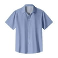 thumbnail image 5 of Lumtrix Men's Short Sleeve Dress Shirts Stretch Stain Shield Casual Button Down Shirts Solid Formal Shirt Blue L, 5 of 5
