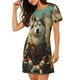 thumbnail image 2 of Fotbe Forest Maple Leaf Husky Bata de Dormir para Mujer con Estampado, Camisón de Algodón de Manga Corta, Ropa de Dormir Casual, 2 of 6