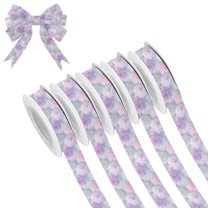 5 Rolls Christmas Ribbon 1.5 inch Wide Decorative Ribbon for Gift Wrapping and Holiday Decorations Cute Pastel Watercolor Floral