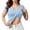 A3 Light Blue, variant on BODOAO Halter Tops for Women with Built In Bra Deep V Neck Wrap Front Padded Crop Tank Top, Supportive Fitted Sleeveless Shirt for Yoga Workout Going Out Summer Outfits Beige L