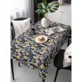 thumbnail image 2 of Vintage Flower Rectangle Tablecloth, Yellow Spring Floral Leaf Pastoral Birds Navy Blue Waterproof & StainResistant Tablecloth, Washable Oil-proof Table Cover for Dining/Party/Wedding 54x108 In, 2 of 9