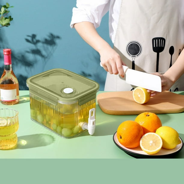 Dispensador de bebidas de plástico de gran capacidad de 2,5 l - Dispensador de bebidas con grifo Recipiente para limonada con hielo y tapa - Tetera para frutas Cubo para leche y limonada Akmoler