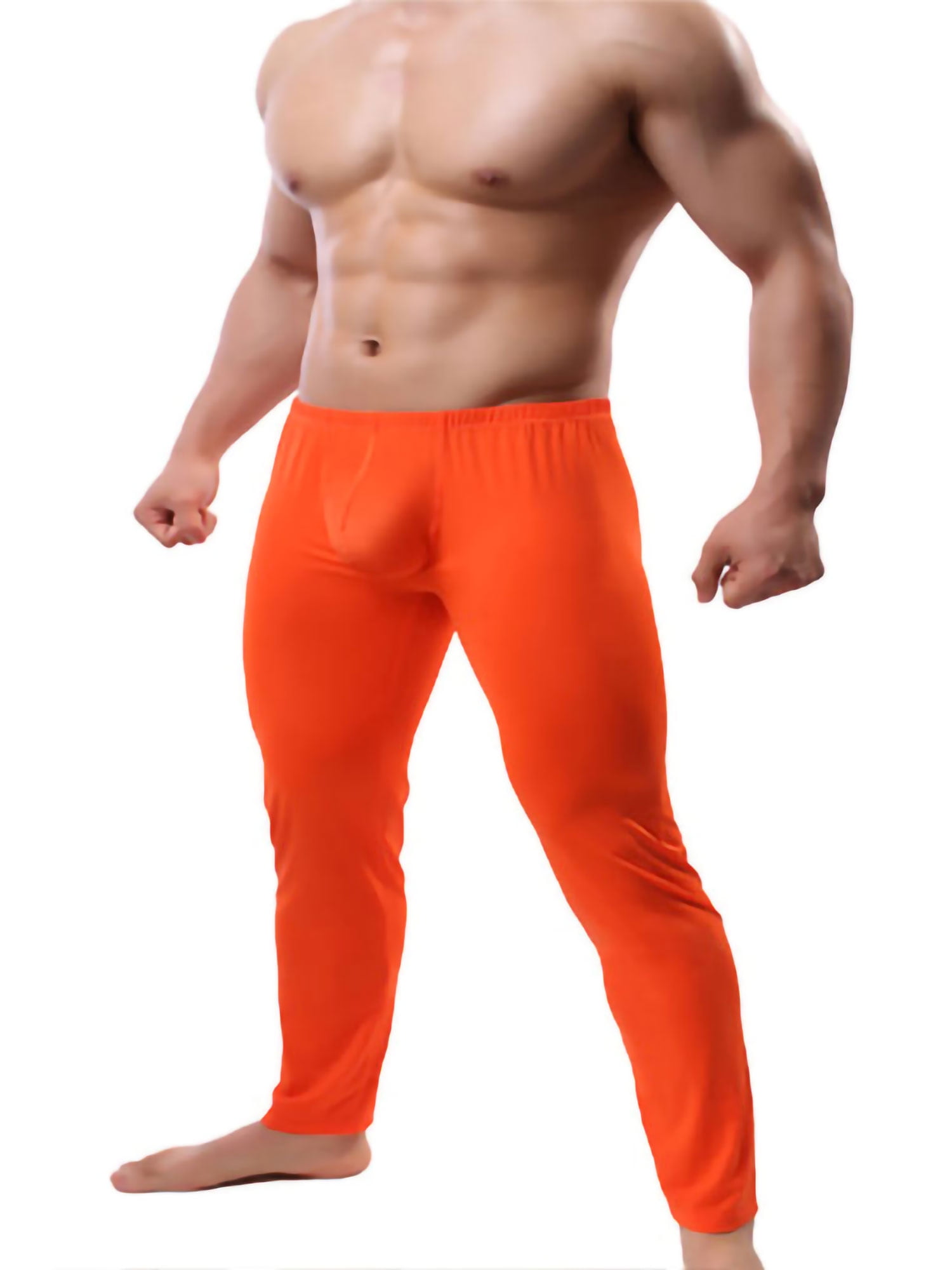 Mens Long Johns Bulge Pouch Underwear Thermal Pants Basic See Through Trousers 