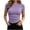 Purple, variant on Hurxie Women's Crew Neck Ribbed Fitted Shirt Basic Short Sleeves Summer T Shirt Tops Beige,2XL
