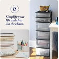 thumbnail image 6 of Drawer Tower, 6-Tier Clear Plastic Storage Organizer Cart, White Frame - Heavy-Duty Organizing Drawers for Home, Bedroom, and Closet Organization, 6 of 7