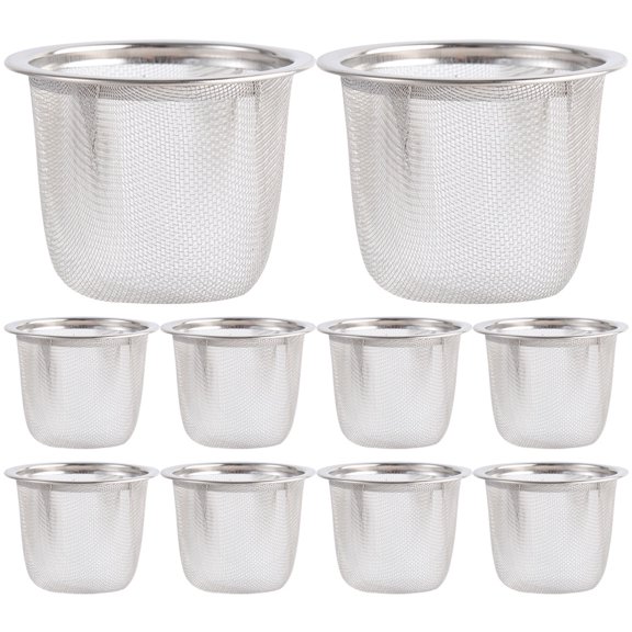 10 Pcs Tea Infuser Basket Mesh Filter Steeper Strainer Coffee Fine Strainers for Teapot Liner Stainless Steel