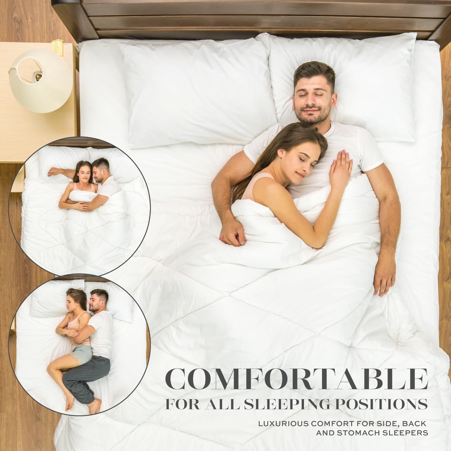 White Classic Bed Pillows for Sleeping 2 Pc Set, Queen Size Pillow Side Sleeper Set, Down Alternative Luxury Hotel Soft Pillow 28x20 Inches | 2 Pack | Queen Size
