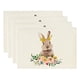 thumbnail image 1 of Decoración de mesa de cocina de primavera de temporada, decoración de fiesta interior, juego de 4 manteles individuales de Pascua con flores de conejo de moda., 1 of 5