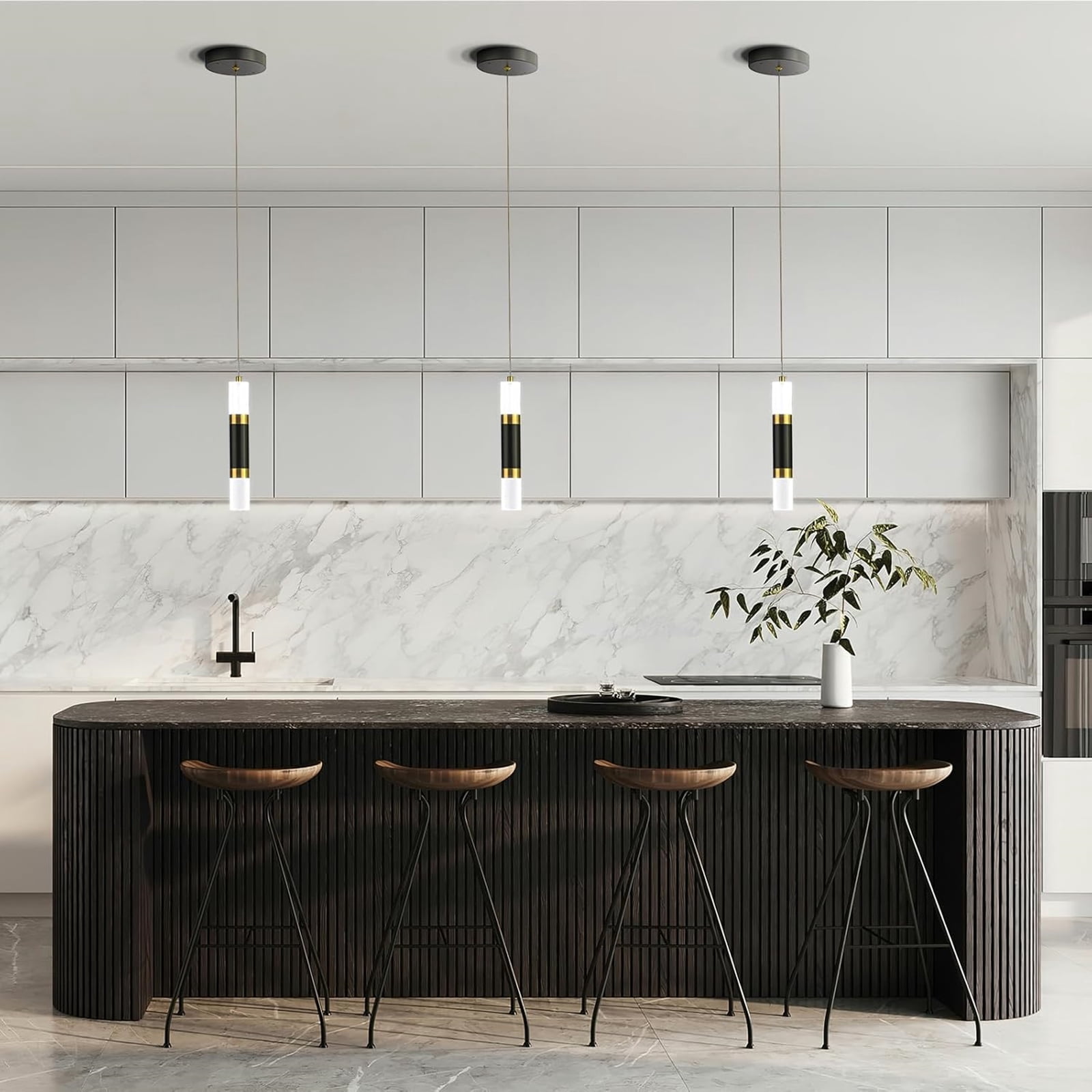 Glitnous Pendant Lighting 3 Light Ceiling Lights Hanging Lamp Black Gold LED Pendant Lights Fixtures Over The Sink Light for Kitchen Island Dining Room Bedroom Hanging LED Lights