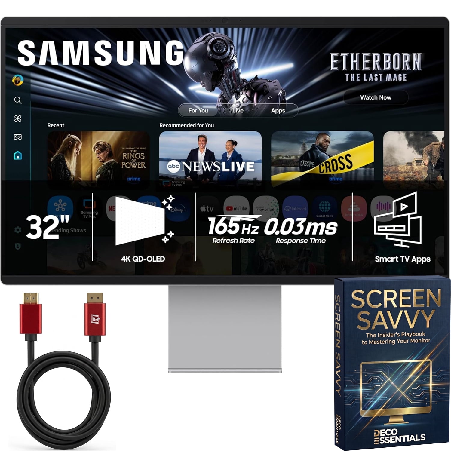 Samsung 32" Smart Monitor M9 M90SF 4K QD-OLED 165Hz 0.03ms Bundle