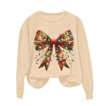 thumbnail image 6 of Jjayotai Merry Christmas Shirts for Women, Casual Xmas Bow Graphic Blouses,Trendy Long Sleeve Tops, Fall Crewneck Tunic Pullover Khaki-5 XS, 6 of 6