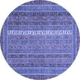 thumbnail image 1 of Ahgly Company Machine Washable Indoor Round Abstract Blue Modern Area Rugs, 7' Round, 1 of 4