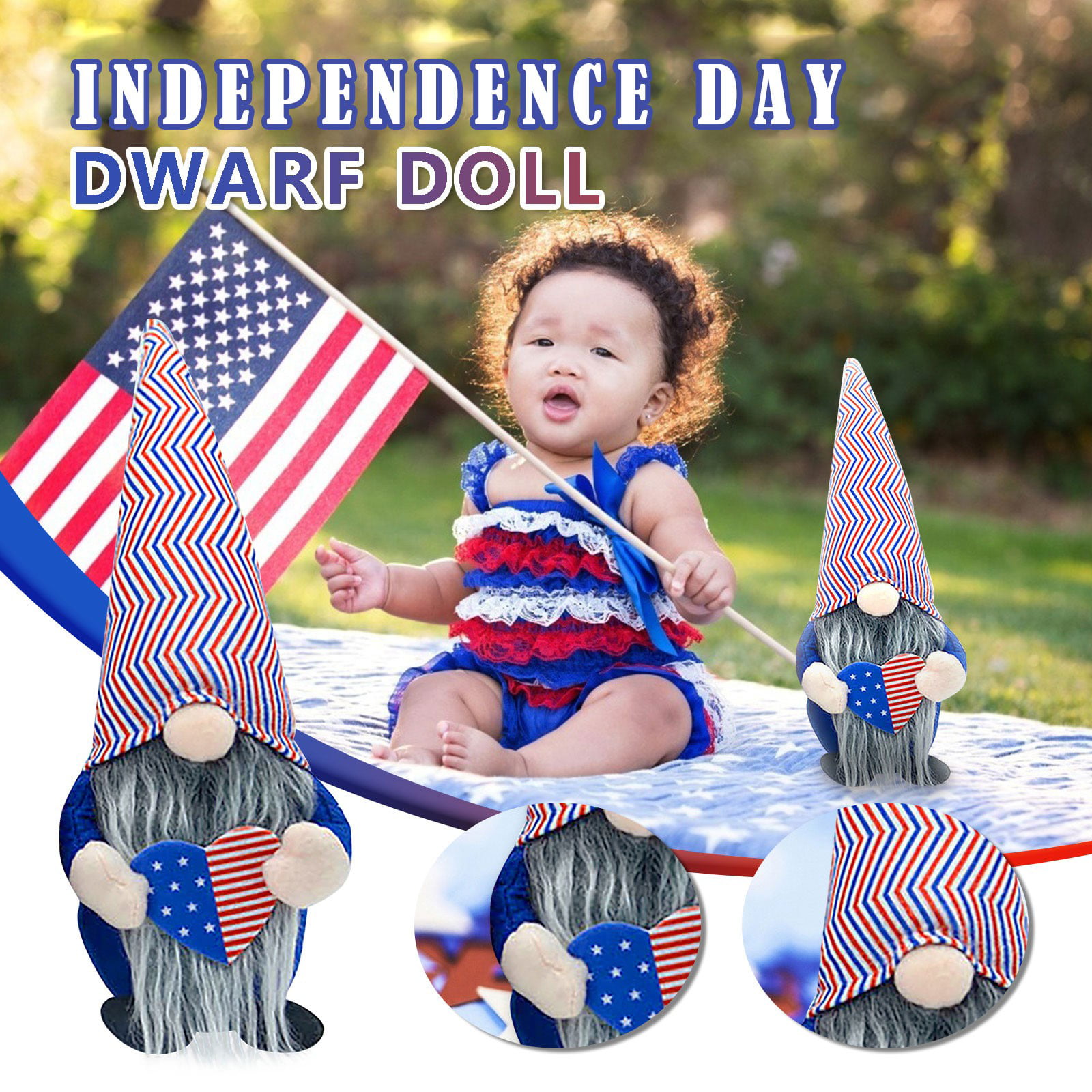 8 Pieces Patriotic Veterans Day Gnome American Gnome Independence Day Gnome 4th of July Decorations Handmade Dwarf Dolls Patriotic Party Supplies for Holiday Memorial Day Home Office Decoration 