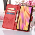 thumbnail image 6 of Design for Samsung Galaxy S22 Ultra 6.8 Inch Wallet Case, PU Leather Stylish Butterfly Flower Pattern Shockproof Flip Folio Phone Cover with Kickstand Wrist Strap Card Slots Magnetic Clasp Case,Red, 6 of 10