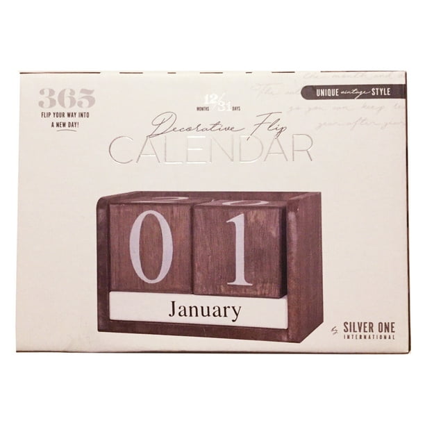Wooden Block Perpetual Date Desktop Calendar Reusable Any Year