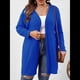thumbnail image 4 of Suéter Tipo Cárdigan de Punto con Abertura Frontal, Liso y Acanalado, para Mujer Azul 4XL, 4 of 8