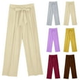 thumbnail image 1 of Sentmoon Womens Linen Pants Solid Color High Elastic Waist Womens Athletic Pants Plus Size Loose Fit Straight Leg Active Summer Wide Leg Pants Beach Stuff for Working Out and Gym Yellow XXXL, 1 of 5