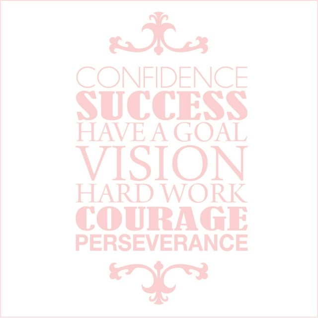 Confidence Success Have a Goal Vision Hard Work.. Vinyl Quote - Medium - Blush