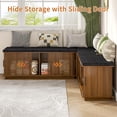 thumbnail image 4 of Gineuiia L-Shape Storage Bench with Cushion Backless Corner Dining Bench with Storage Kitchen Breakfast Nook Bench Storage Bench for Entryway Walnut, 4 of 9