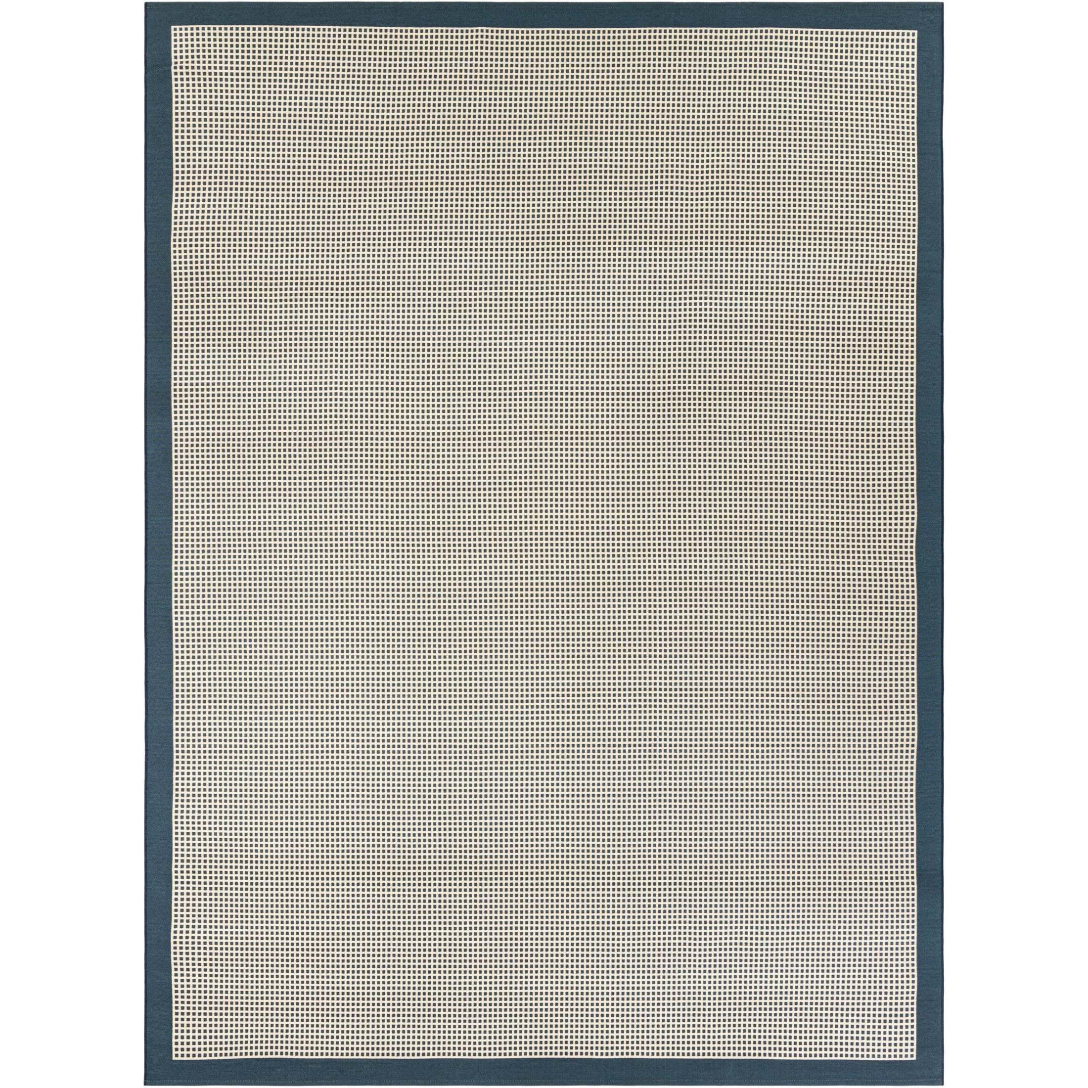Unique Loom Outdoor Border Collection Area Rug - Frame (9' x 12' Rectangle Navy Blue/Ivory)