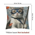 thumbnail image 4 of Cat Pillow Sham, Modern Spin on The Term Fishing Curiosity Goldfish Hunting Humorous Art, Decorative Standard King Size Printed Pillowcase,Orange Violet Blue White, 4 of 7