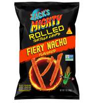 Zack's Mighty Fiery Nacho Rolled Tortilla Chips, 7 oz Film Bag, No Artificial Colors or Dye