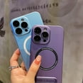 thumbnail image 3 of Compatible with iPhone 13 Pro Max Case 6.7" 2021, Hard PC with Handsfree Holder Stand Kickstand Built-in Camera Lens Protector Full Protection Phone Cover for Women Girls Boy Men, D-Purple, 3 of 15