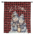 thumbnail image 2 of Christmas Snowman Semi Sheer Curtains Drapes for Living Room, Bedroom, French Doors Window 84 Inches Long, Winter Snowflake Red Black Plaid Rod Pocket Chiffon Curtain Drapery Voile Draperies Panel, 2 of 6