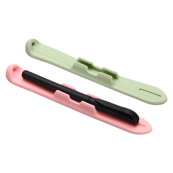 2 Pcs 6.9'' Silicone Pencil Holder with Strong Adhesive Slim Grip Sleeve for Apple Pencil 1st 2nd Generation Air Pro Mini Tablets, Green/Pink