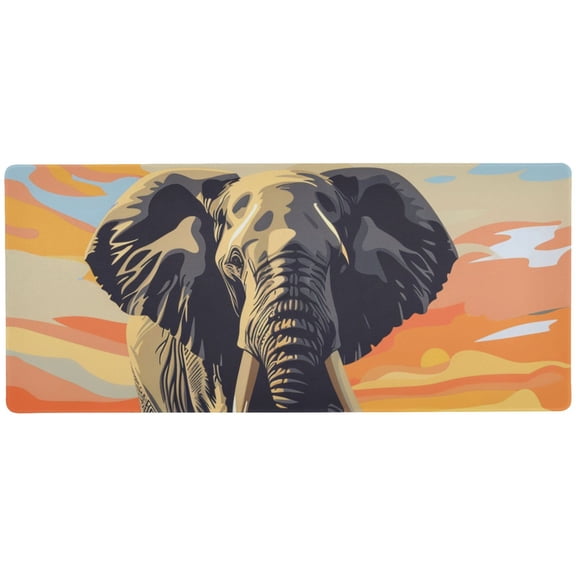 JSTEL African Elephant Sunset Large Gaming Mouse Pad Big Mousepad Mice Keyboard Mat with Non-Slip Rubber Base for Computer Laptop Home & Office, 31.5 X 11.8 inch