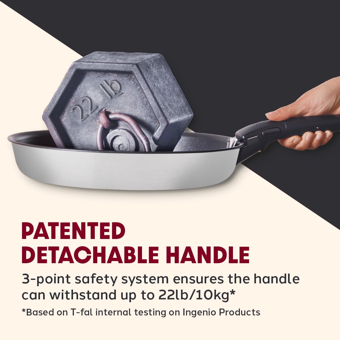 T-fal Ingenio Preference 4 Piece Stainless Steel Cookware Set, Induction Oven Safe 500F, Pots and Pans, RV, Detachable Handle