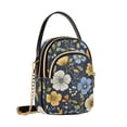 thumbnail image 7 of FORMRS Crossbody Bag for Women Quilted Travel Shoulder Cell Phone Purse with Chain Strap Handbag, Navy Floral Pattern, 7 of 7