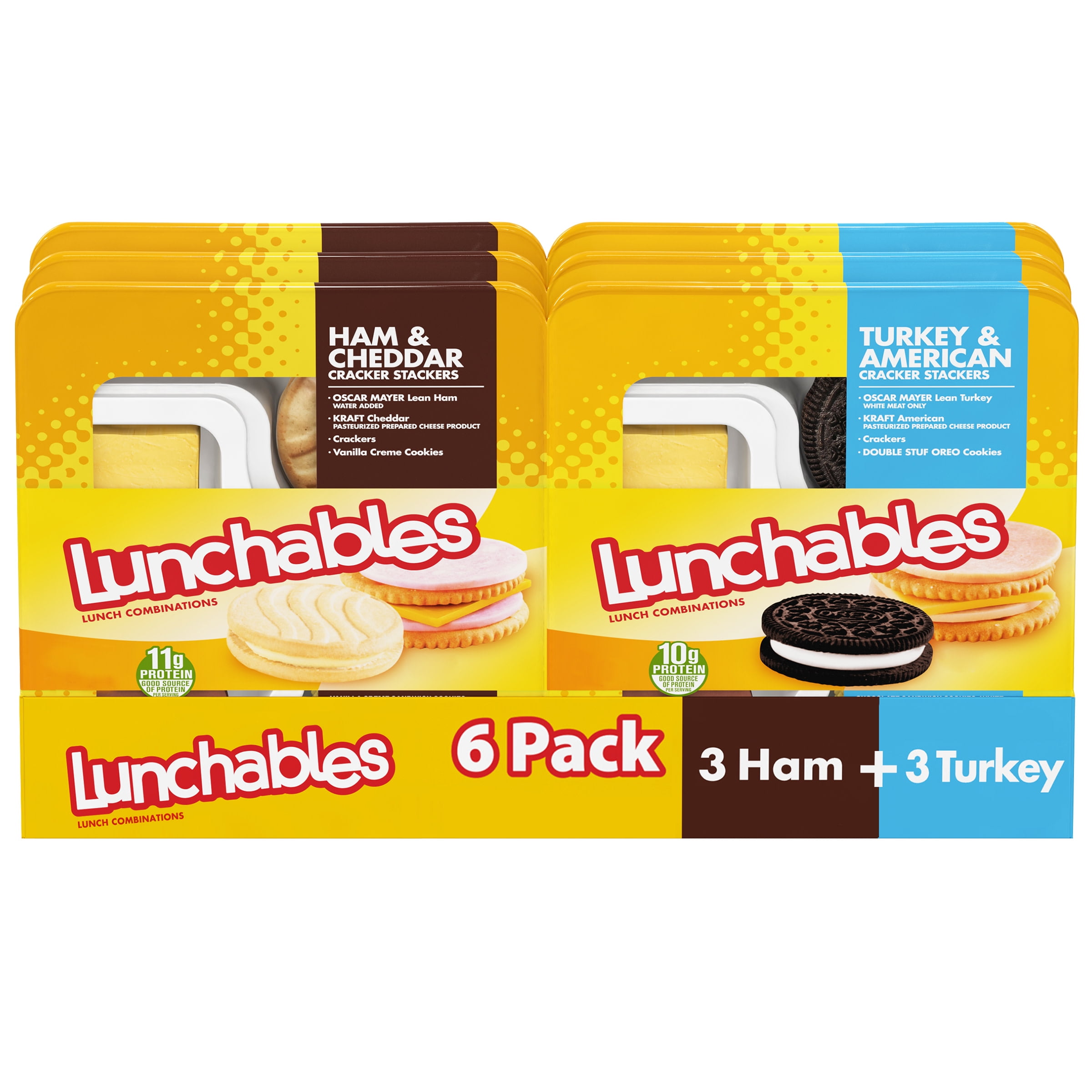 Lunchables Ham & Cheddar Cheese & Turkey & American Cheese Cracker, 6 ct Pack