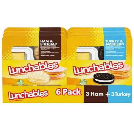 Lunchables Ham & Cheddar Cheese & Turkey & American Cheese Cracker, 6 ct Pack