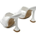 thumbnail image 2 of YDN Women Classic Square Open Toe Slide Mules Kitten High Heel Slip On Sandals Backless Daily Dress Shoes Size 7 White, 2 of 5