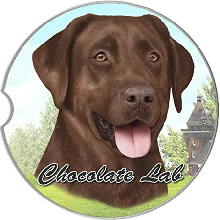Coaster Chocolate - ES Pets Absorbent Stoneware Car Cup Holder Coaster, Chocolate Labrador Retriever