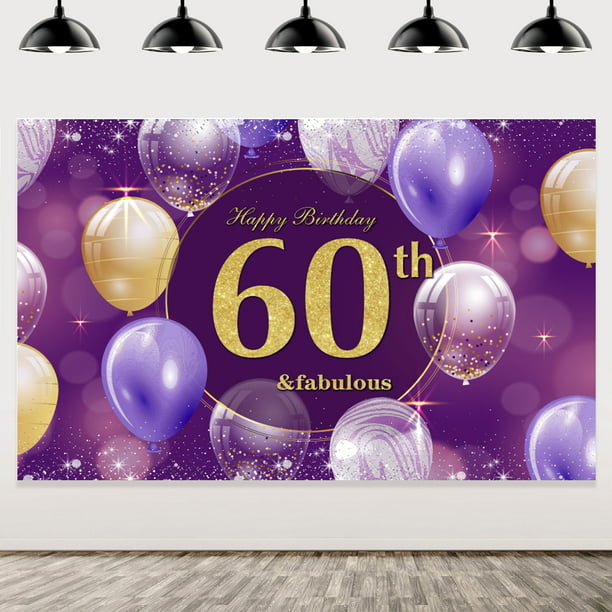 Happy 60th Birthday Decorations Backdrop Banner Women , Purple Gold Happy 60th Decorations for Women, 60 Years Old Birthday Photo Props, Forty Birthday Party Sign for Outdoor Indoor Walmart.com