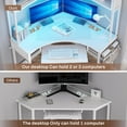 thumbnail image 5 of SEDETA Corner Desk, Small Computer Desk with Hutch & LED Lights, Triangle Corner Computer Desk with Keyboard Tray, Storage Bag, and Headphone Hook for Small Space, Small Office Desk, White, 5 of 9