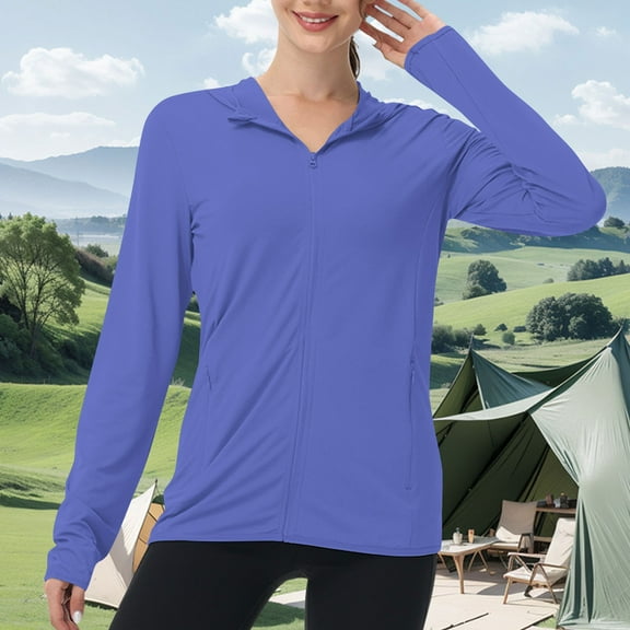 Karight Womens UPF 50 Zip Up Hoodie Sun Protection Long Sleeve Shirts Lightweight Jackets Workout Hiking Running Tops